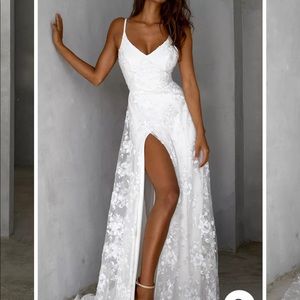 White lace full length dress. New without tags